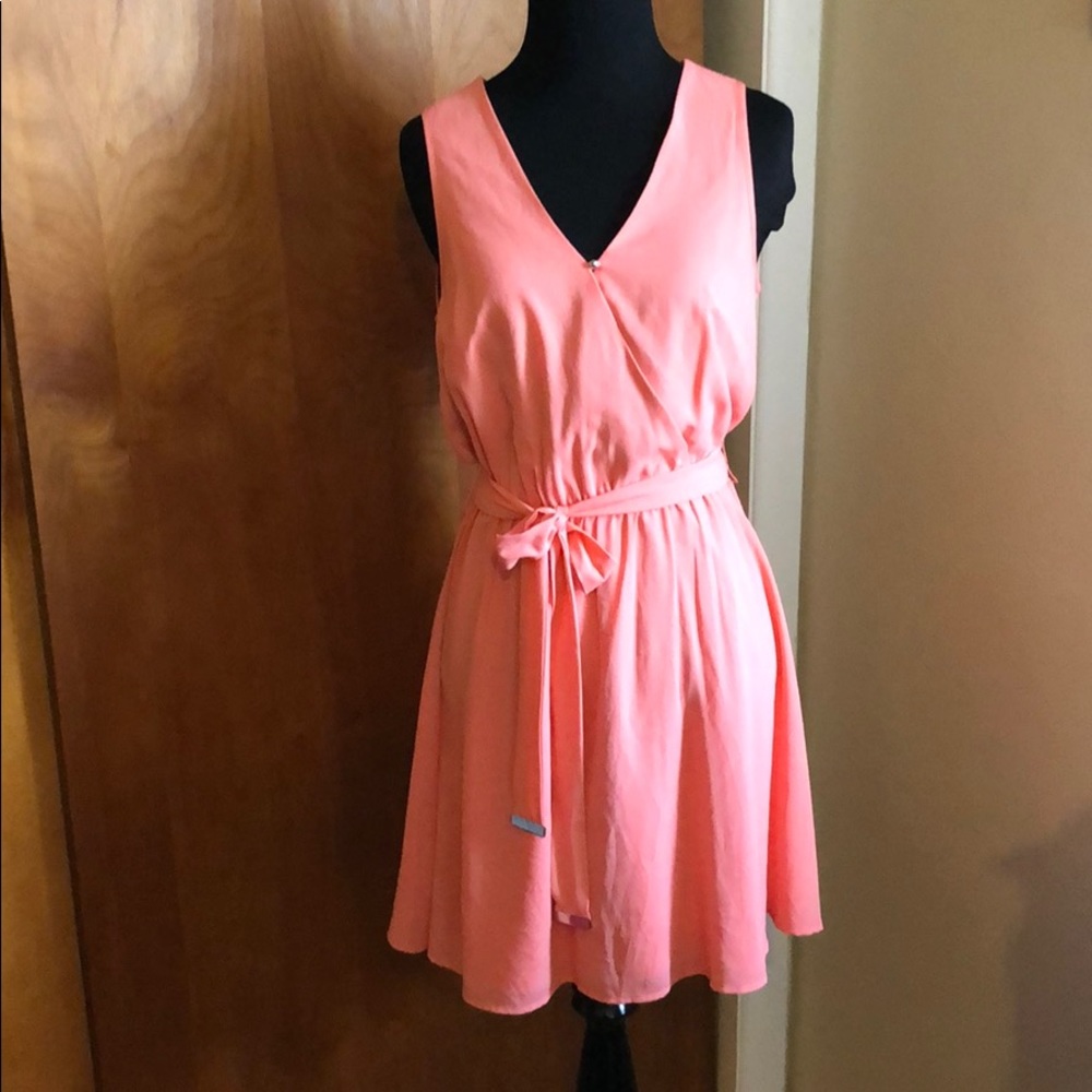 Guess Steffon Wrap Dress in Coral